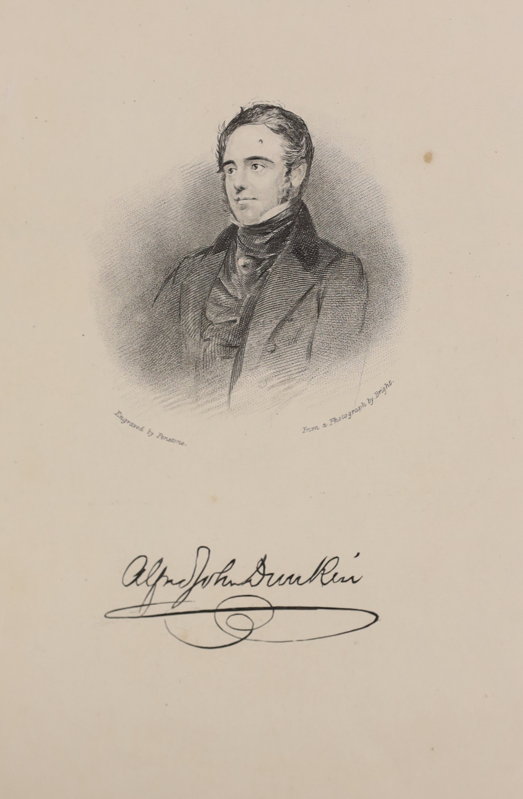 Dunkin, Alfred John - History of the County of Kent, 2 vols, with authors presentation inscription, 4to, blue cloth gilt blind embossed, John Russell Smith, London, 1856-58 [only 70 copies printed of vol. 1 and 200 of vo